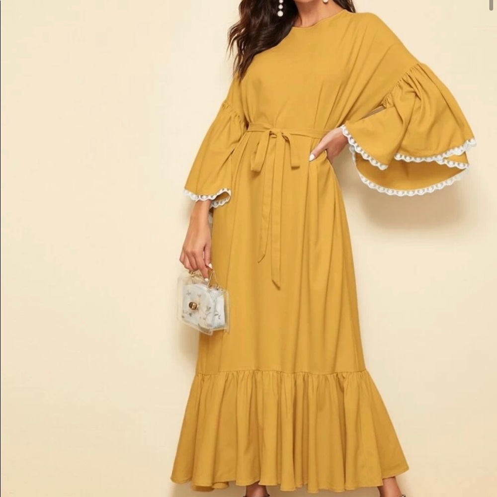 Mustard long sleeve maxi dress